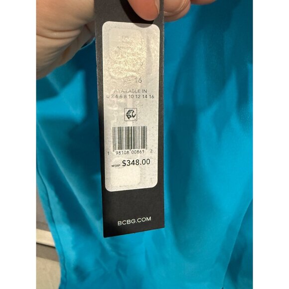 BCBGMAXAZRIA Womens One-Shoulder Blue Dress With Cutouts & Side Slit  Size 16 - Picture 5 of 7